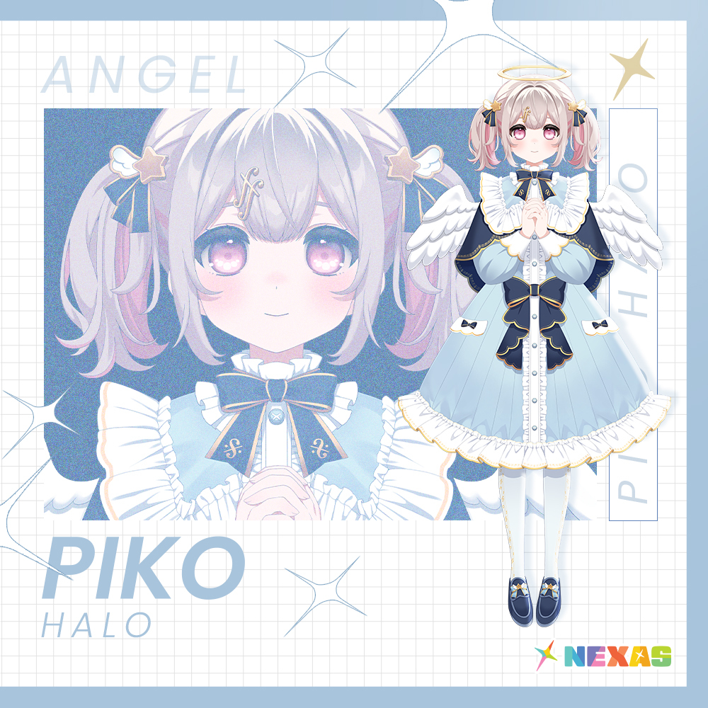 1girl, angel_wings, blonde_hair, blue_capelet, blue_dress, blue_footwear, blue_ribbon, blush