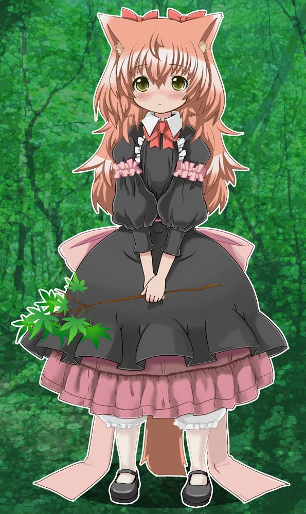 aizawa_shin, animal_ears, bloomers, blush, bow, brown_hair, child, fox_ears