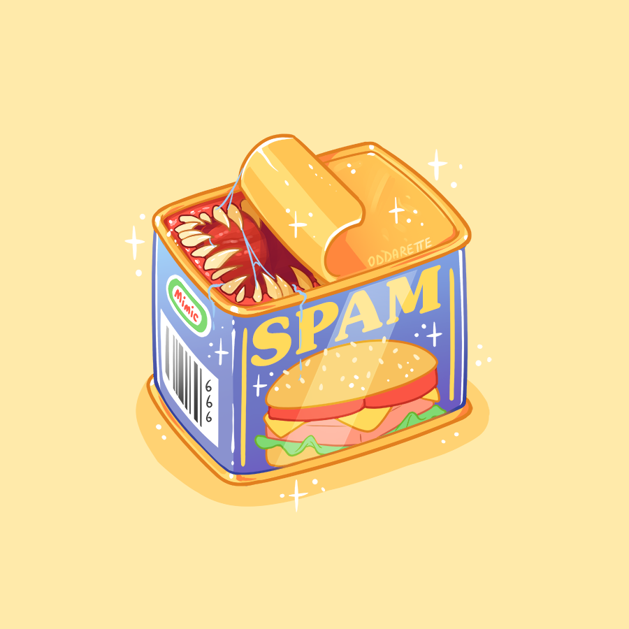 666, artist_name, barcode, charongess, english_commentary, food, mimic, no_humans