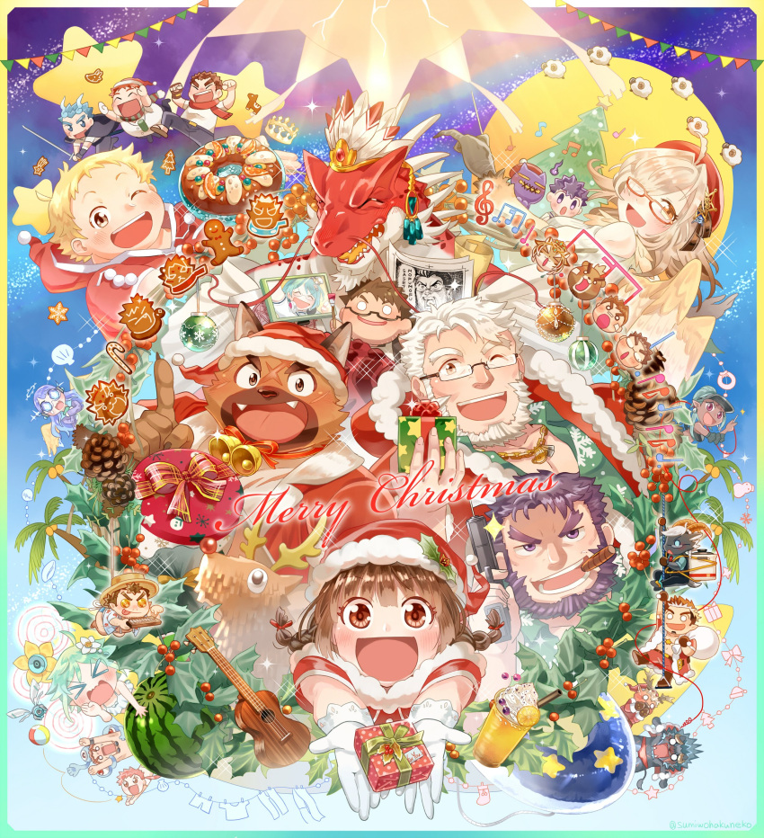 6+boys, 6+girls, absurdres, arachne_(housamo), ashigara_(housamo), bell, benten_(housamo), candy