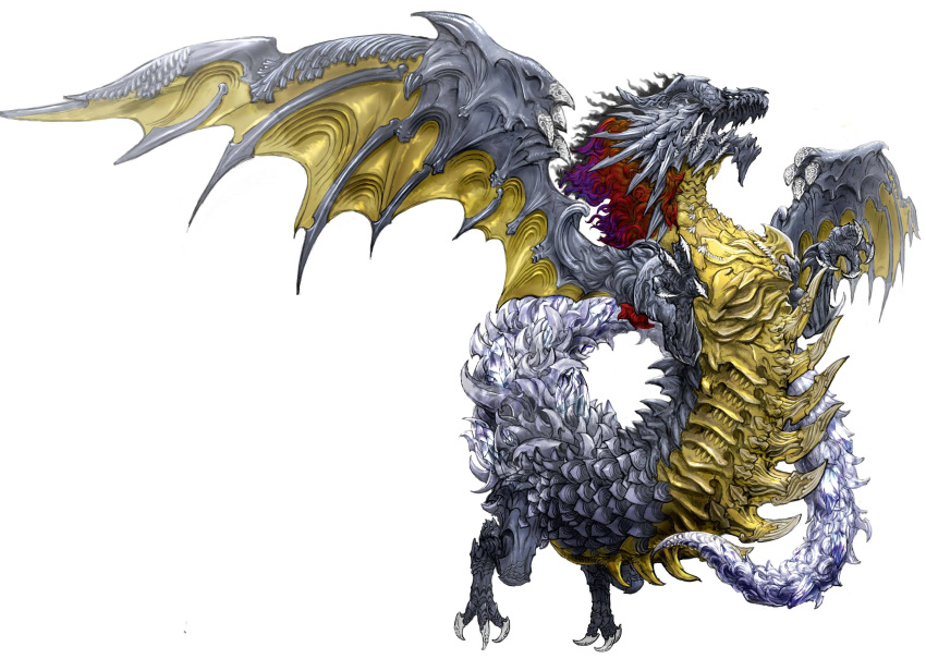 absurdres, animal_focus, claws, concept_art, dragon, final_fantasy, final_fantasy_xiv, from_side