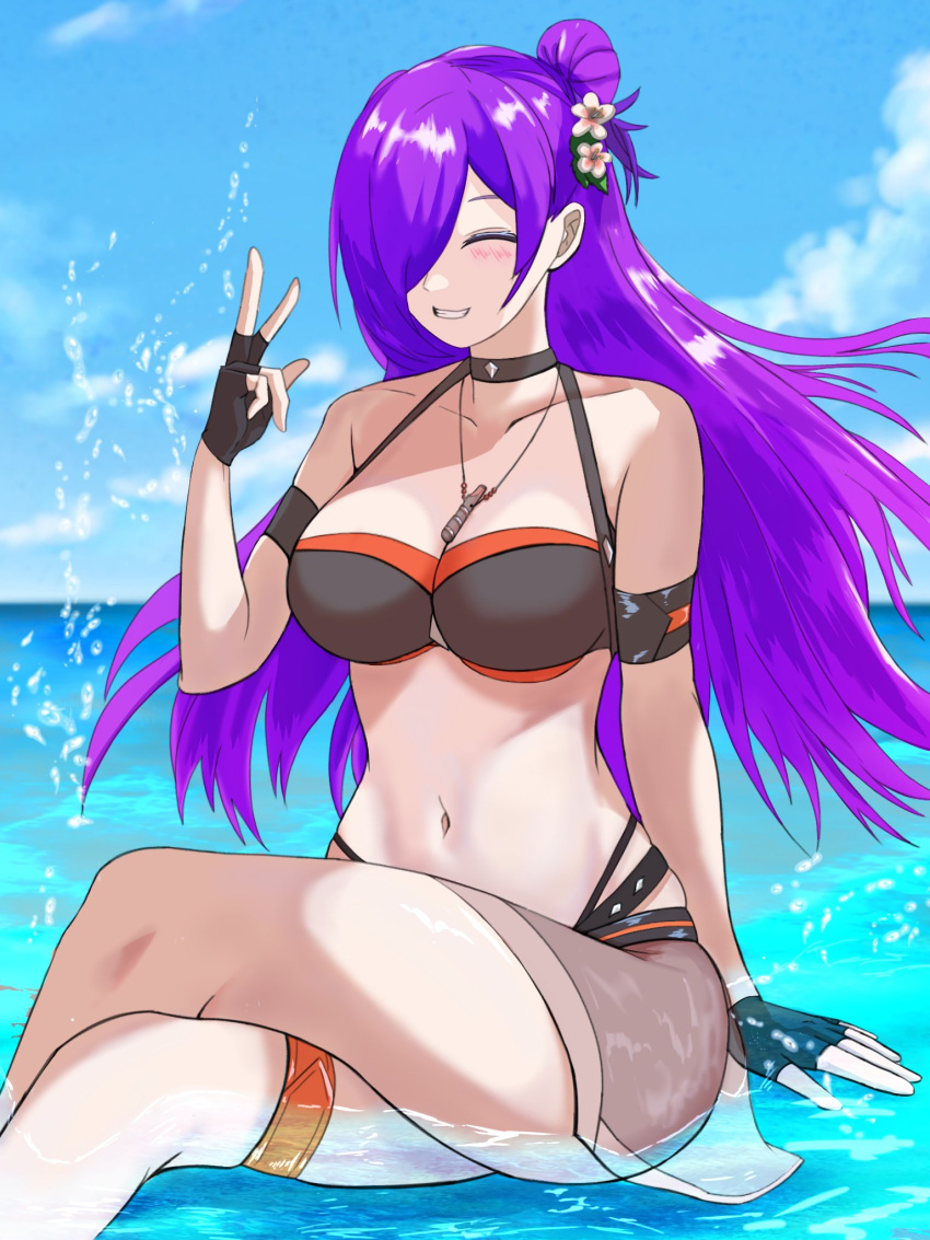 1girl, bikini, black_bikini, black_choker, choker, fire_emblem, fire_emblem:_three_houses, fire_emblem_warriors:_three_hopes