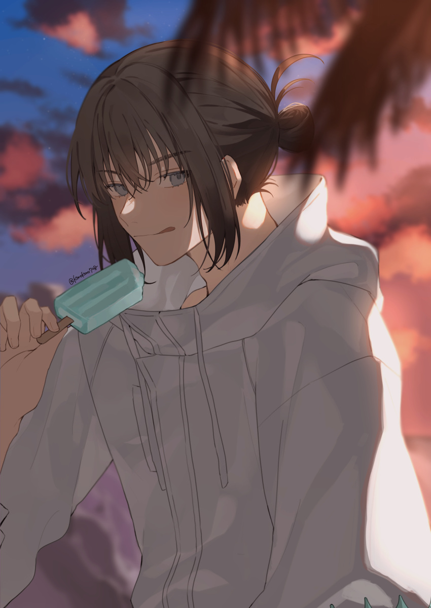 1boy, :q, absurdres, baggy_clothes, black_hair, blue_eyes, drawstring, fate/grand_order