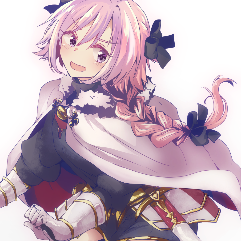 1boy, astolfo_(fate), black_bow, black_garter_straps, black_shirt, blush, bow, braid