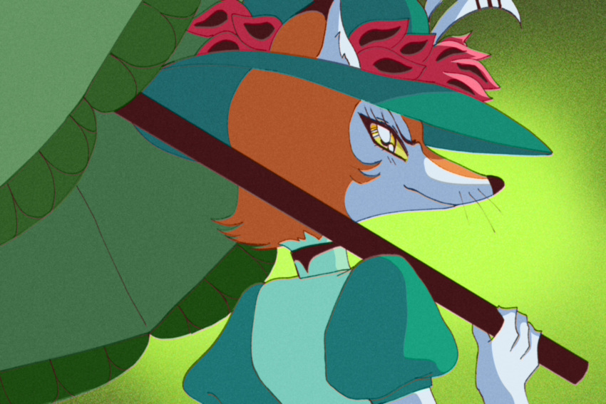 1990s_(style), 1girl, absurdres, animification, asteria_cho, furry, furry_female, green_background
