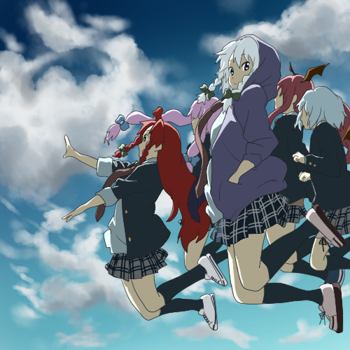 izayoi_sakuya, k-on!, koakuma, lowres, no_thank_you, no_thank_you!, parody, patchouli_knowledge, remilia_scarlet, touhou