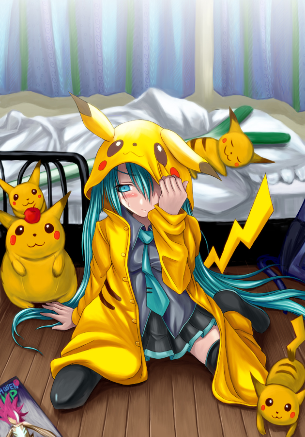 :3, aebafuti, aqua_eyes, aqua_hair, arm_support, blush, cosplay, hatsune_miku