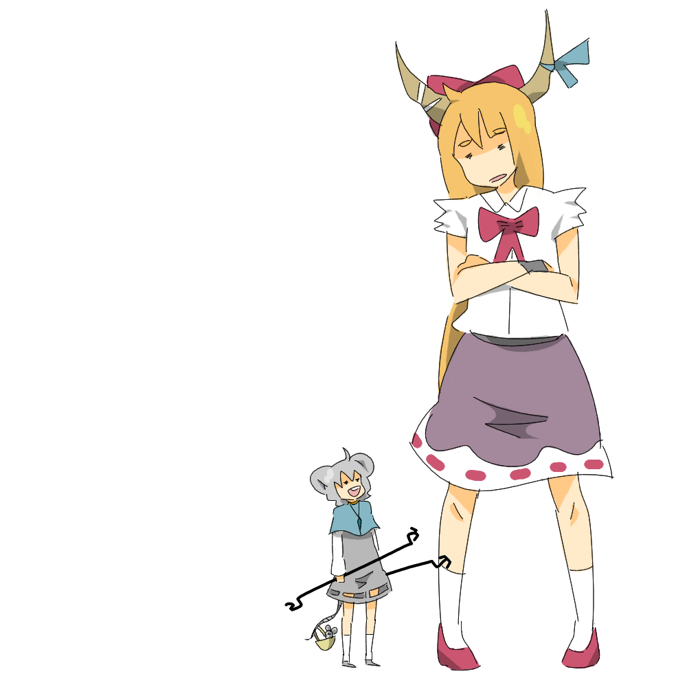 horns, ibuki_suika, murata_(kendou), nazrin, odoru, touhou