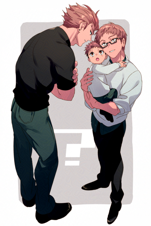 3boys, aged_down, black_footwear, black_pants, black_shirt, blue_pants, brothers, brown_eyes
