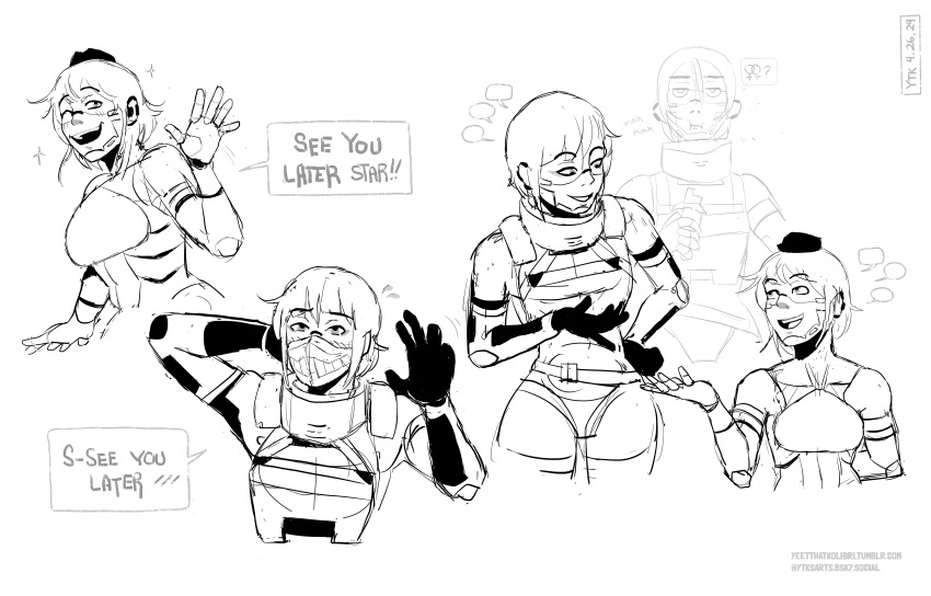3girls, absurdres, android, armor, belt, bob_cut, choppy_bangs, cowboy_shot