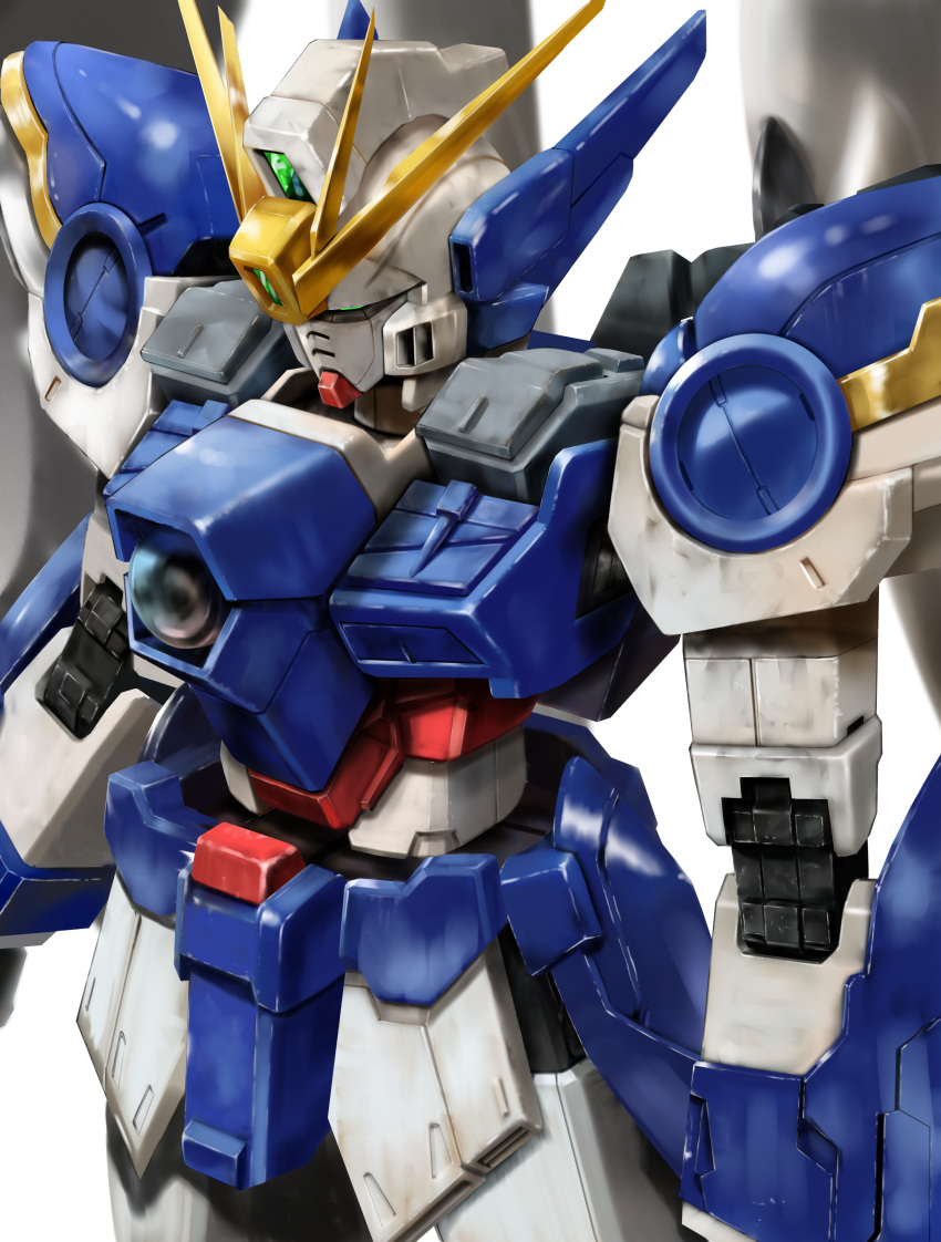 absurdres, arms_at_sides, commentary_request, green_eyes, gundam, gundam_wing, gundam_wing_endless_waltz, highres