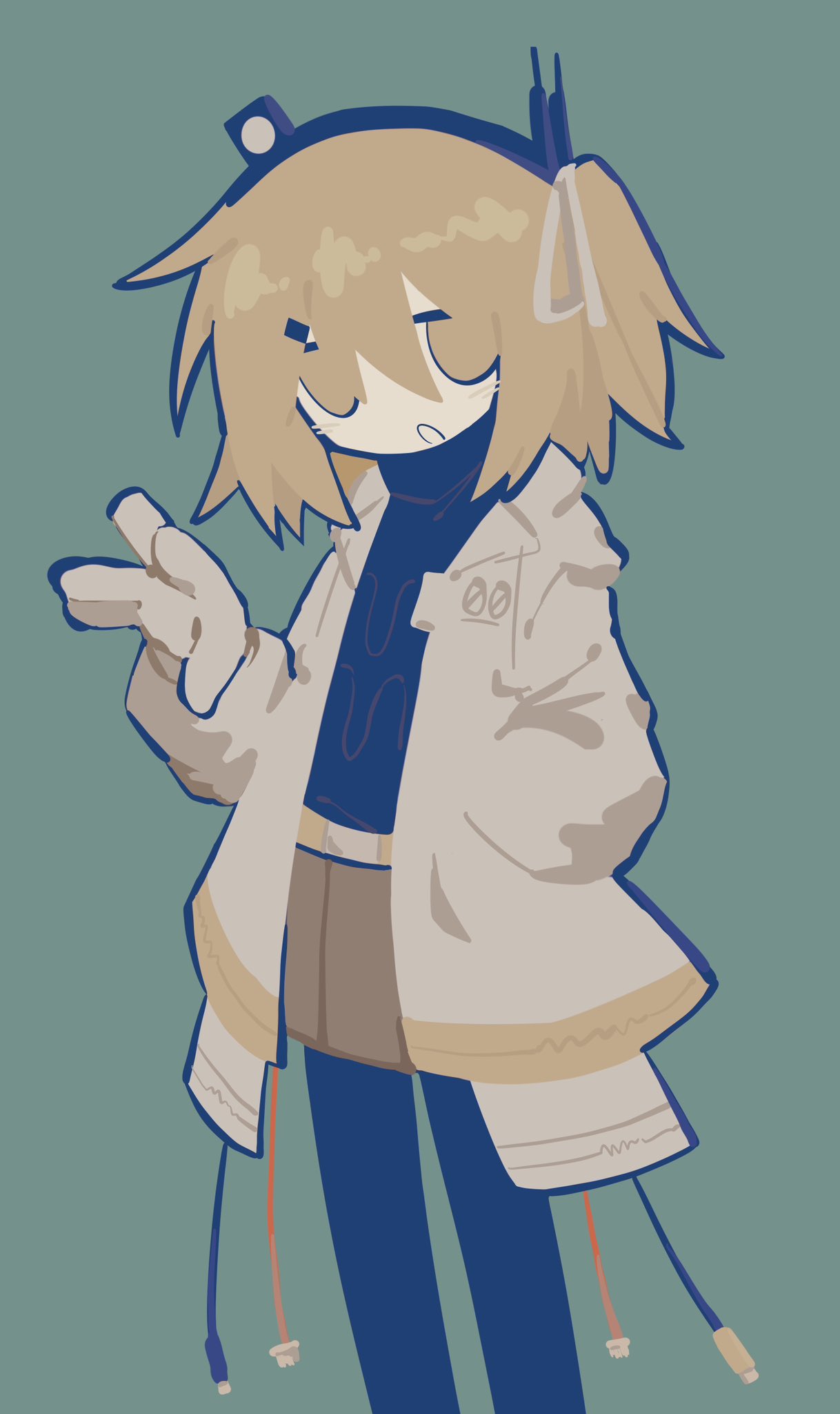 1girl, a.i._voice, adachi_rei, belt, black_pantyhose, black_shirt, brown_skirt, cable