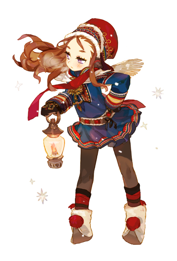 1girl, black_gloves, black_pantyhose, black_socks, blue_dress, blue_sleeves, breath, brown_hair
