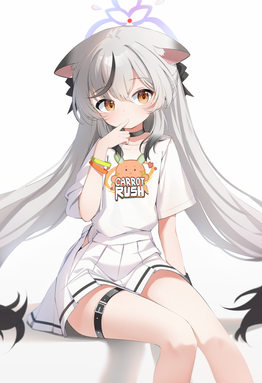 1girl, absurdres, alternate_costume, animal_ear_fluff, animal_ears, black_choker, black_wristband, blue_archive