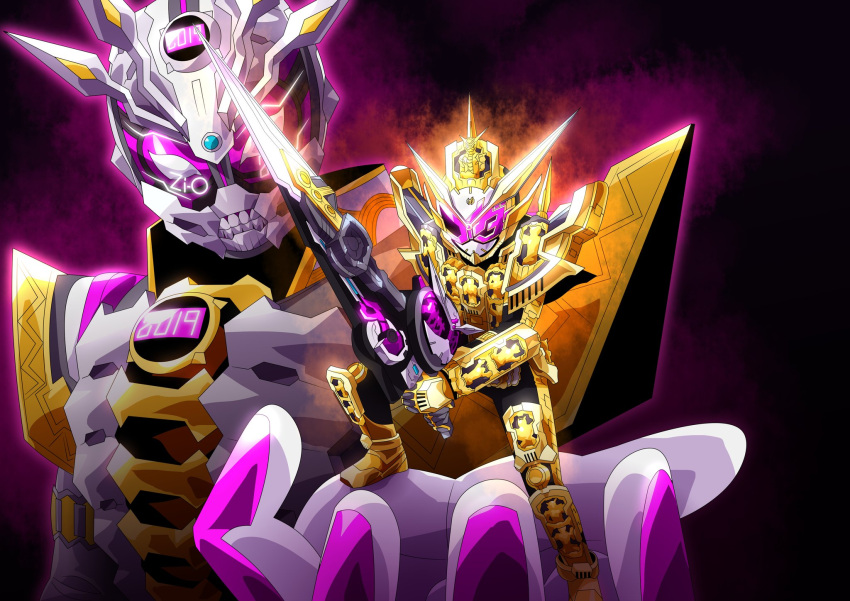 2019, 2boys, alternate_form, another_rider_(zi-o), another_zi-o, another_zio_ii, armor, armored_boots