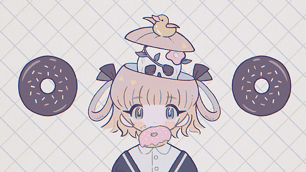 1girl, animated, animated_gif, blinking, blonde_hair, blue_eyes, chocolate, commentary_request