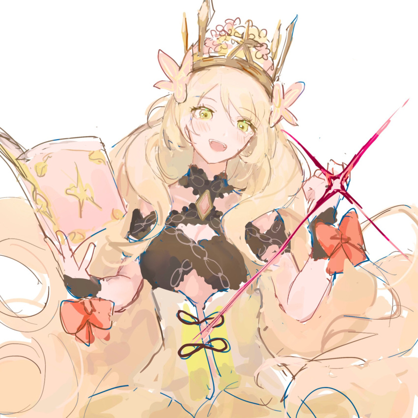 1girl, blonde_hair, bow, brinaa_sama, butterfly_hair_ornament, celine_(fire_emblem), cross-laced_clothes, cross-laced_dress