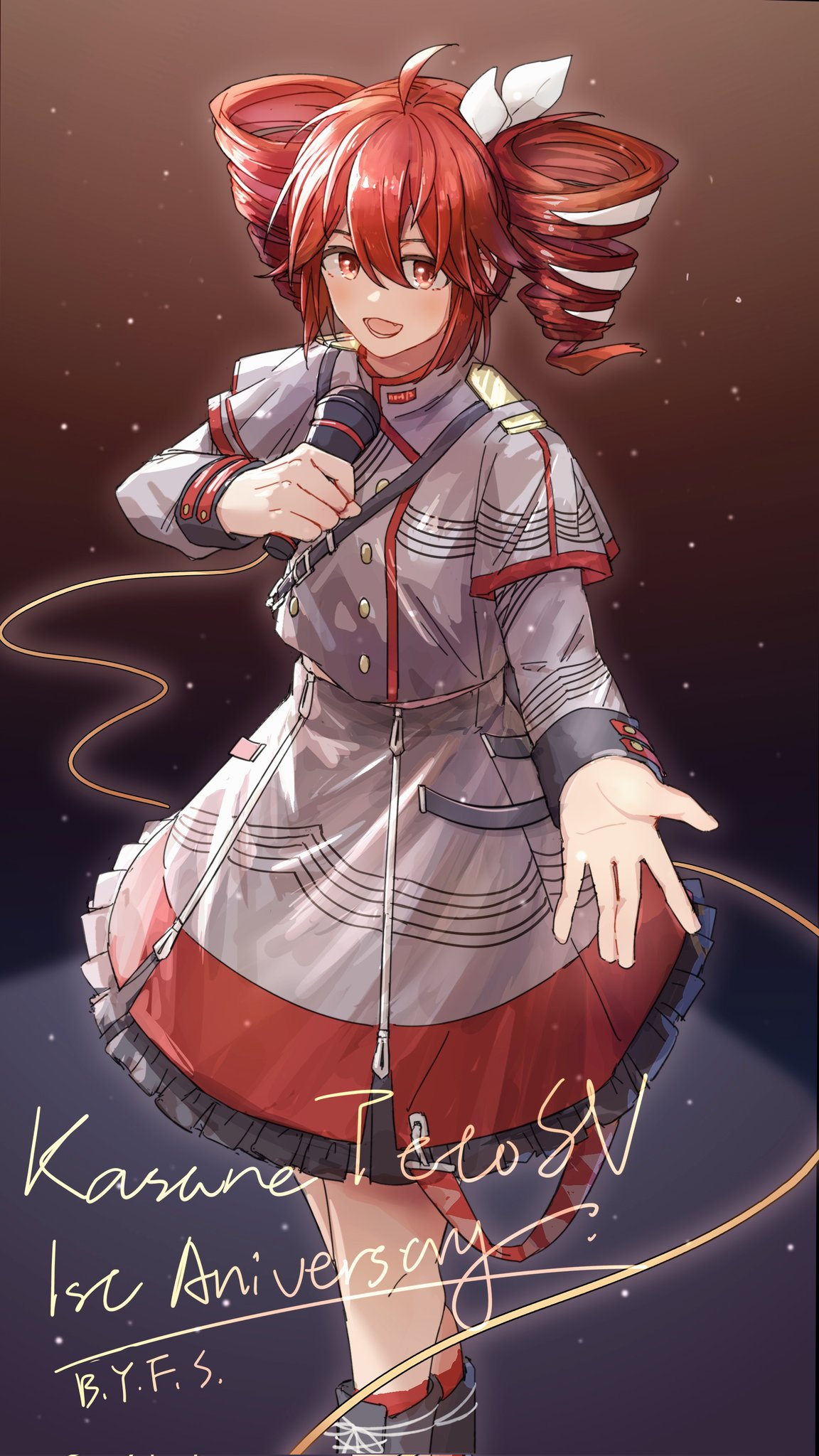 1girl, black_footwear, boots, cowboy_shot, drill_hair, frilled_sleeves, frills, frontiersun