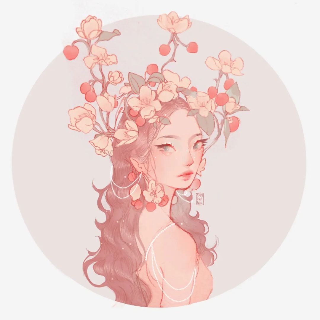 1girl, animification, branch, brown_eyes, circle, closed_mouth, commentary, english_commentary