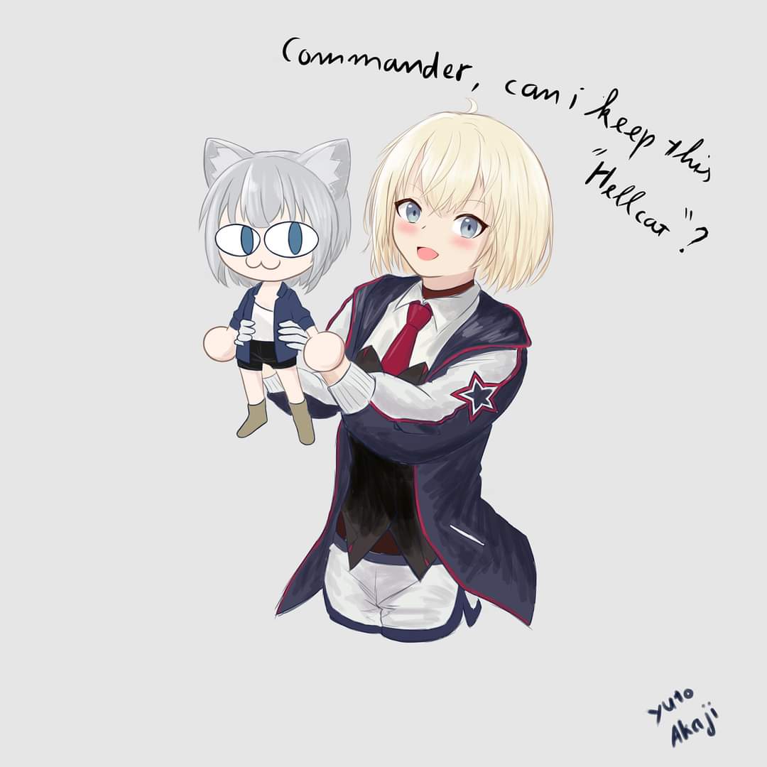 artist_name, azur_lane, bataan_(azur_lane), cat_ears, cat_girl, cat_tail, f6f_hellcat_(personification), holding_animal