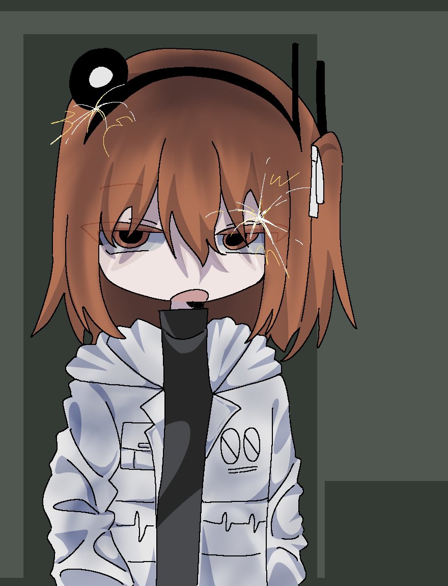 1girl, a.i._voice, adachi_rei, black_shirt, cho_(cho_utu00), commentary_request, grey_background, hair_ribbon