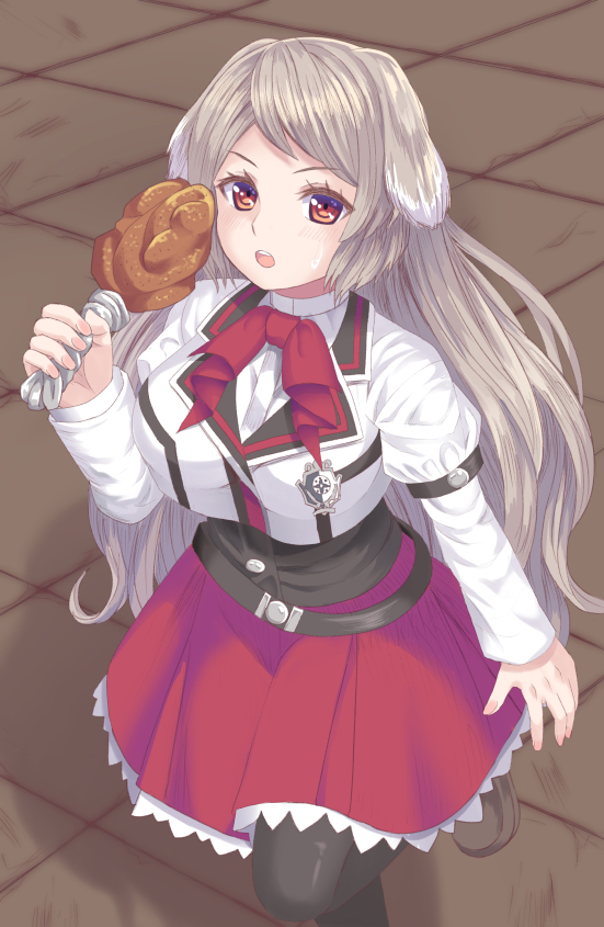1girl, animal_ears, black_pantyhose, blush, bow, brown_eyes, commentary_request, cropped_jacket