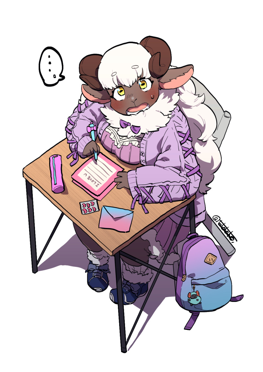 ..., 1girl, animal_ears, artist_name, backpack, bag, bag_charm, blue_footwear