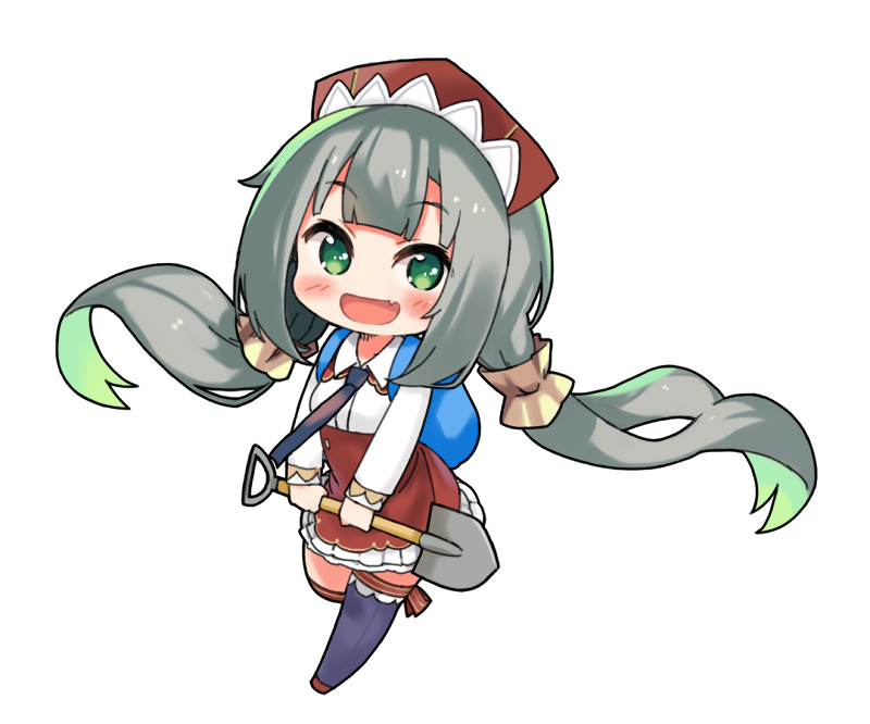 1girl, azur_lane, backpack, bag, black_thighhighs, blush, chibi, dress