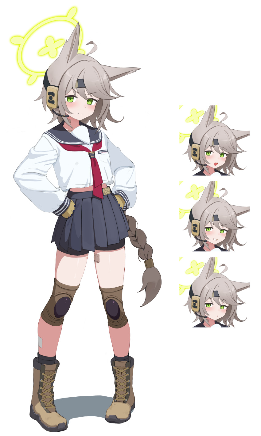 1girl, absurdres, ahoge, animal_ears, bike_shorts, black_shorts, black_skirt, black_socks