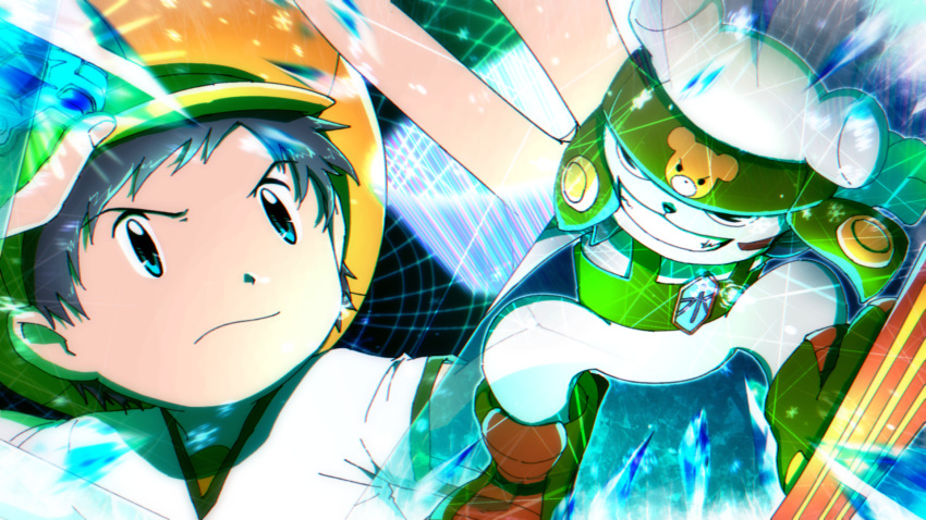 2boys, bear, blue_eyes, body_fur, chackmon, digimon, digimon_frontier, evolution