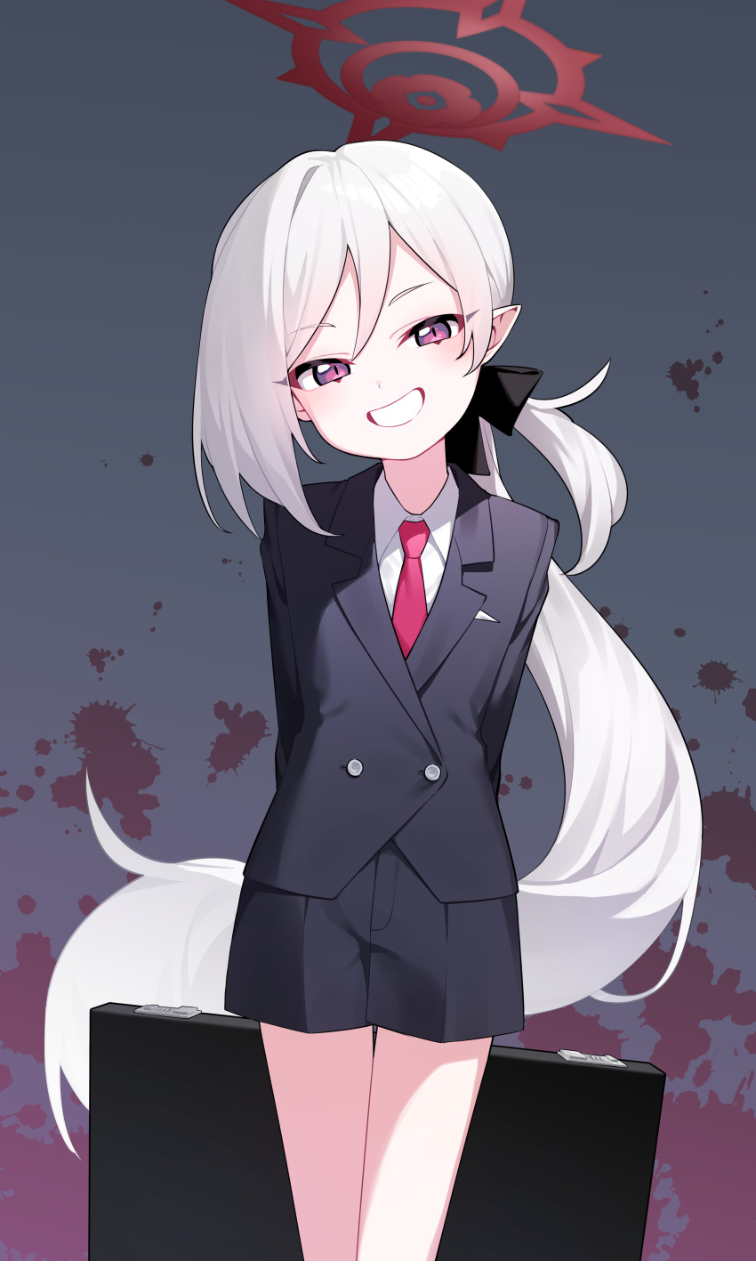 1girl, absurdres, black_shorts, blood, blood_splatter, blue_archive, blush, collared_shirt