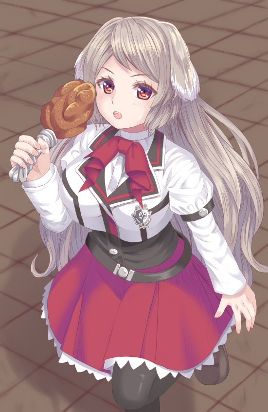 1girl, animal_ears, black_pantyhose, blush, bow, brown_eyes, commentary_request, cropped_jacket