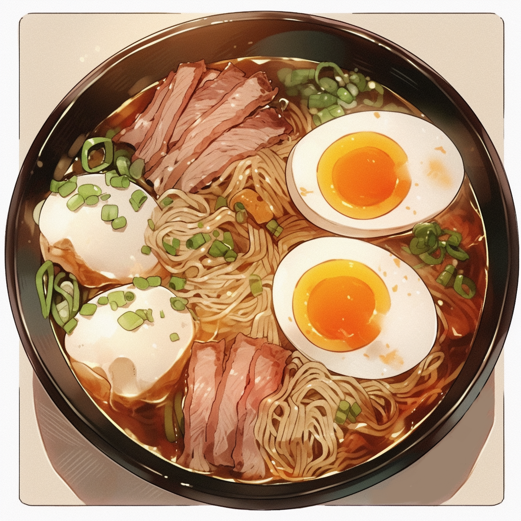 bowl, egg_(food), food, food_focus, meat, no_humans, noodles, original