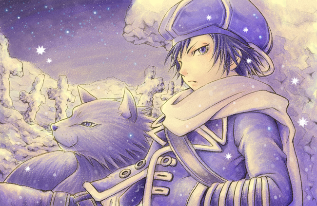 animal, duo, looking_at_viewer, night_sky, pixiv_id_28555, sitting, star, star_(sky)