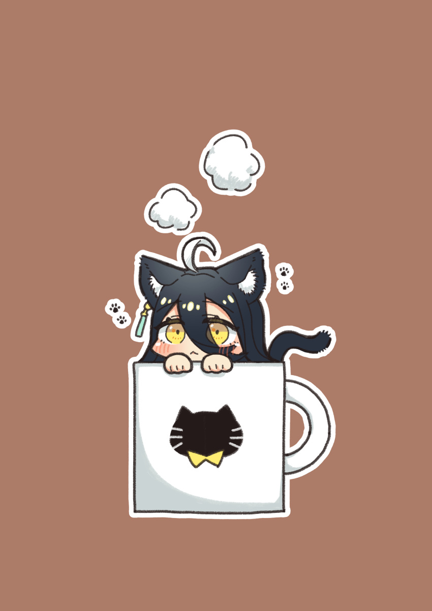 1girl, a4_(a4_eishi), absurdres, ahoge, alternate_animal_ears, alternate_tail, animal_ears, black_hair