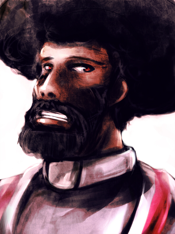 afro, beard, black_hair, brown_eyes, drpow, face, facial_hair, garterbelt_(character)