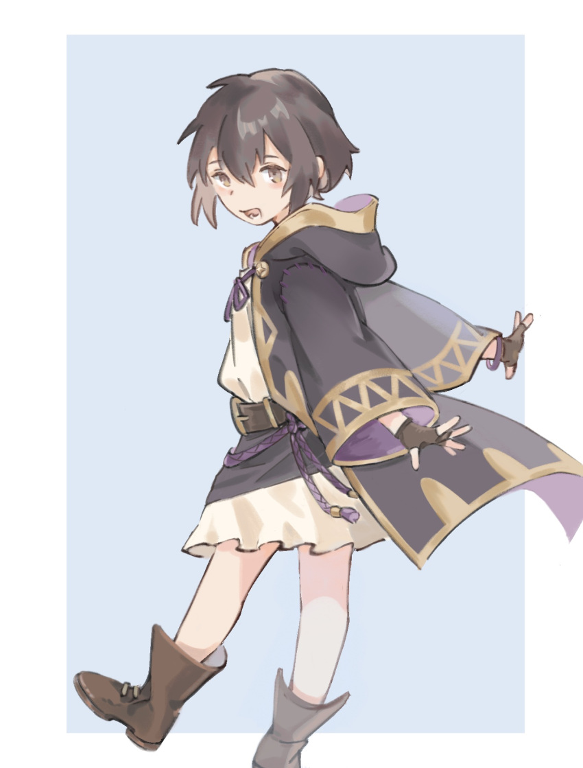1girl, belt, black_hair, black_robe, boots, dress, fire_emblem, fire_emblem_awakening