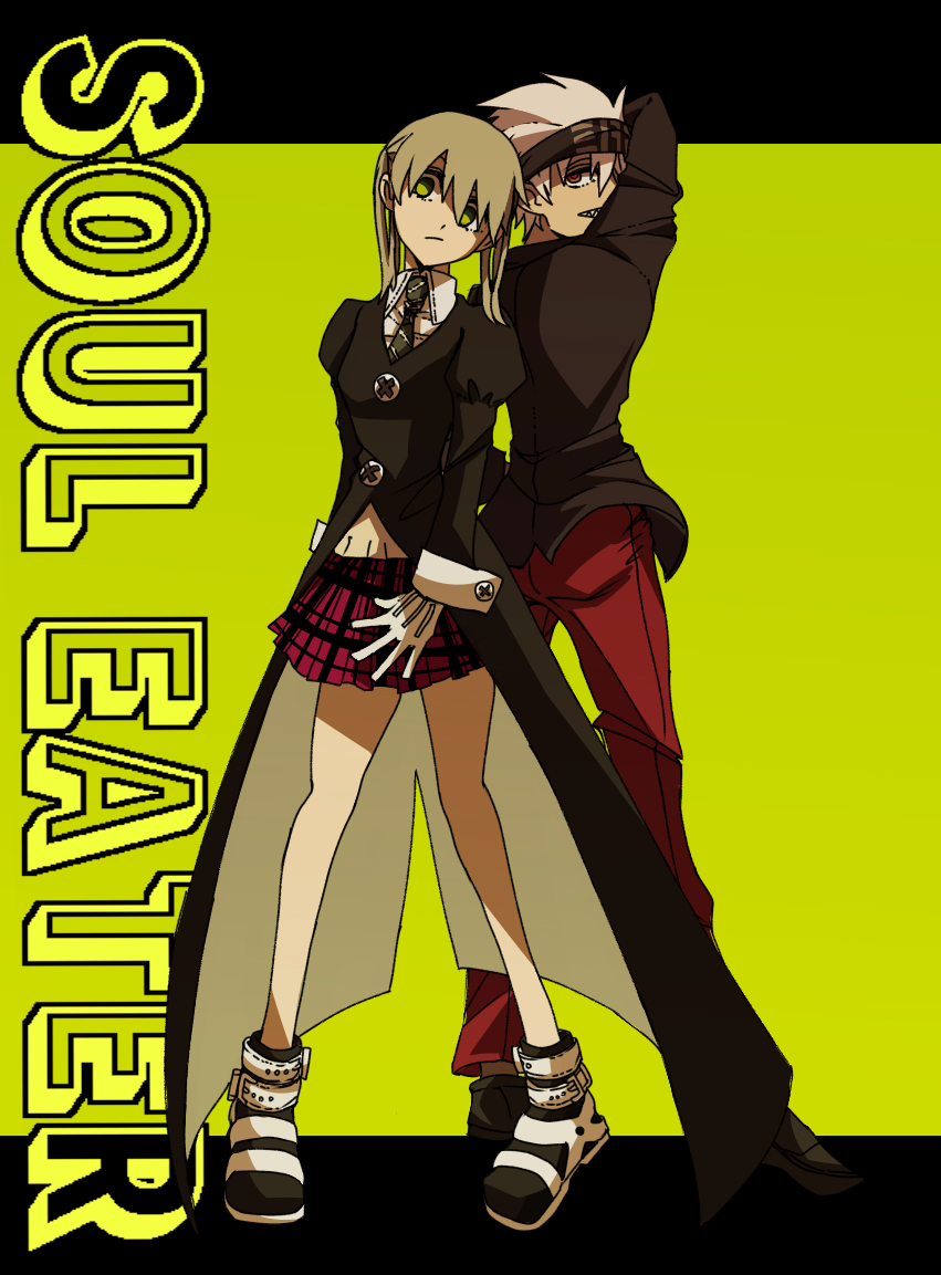 1boy, 1girl, black_jacket, blonde_hair, cardigan, collared_shirt, copyright_name, gloves