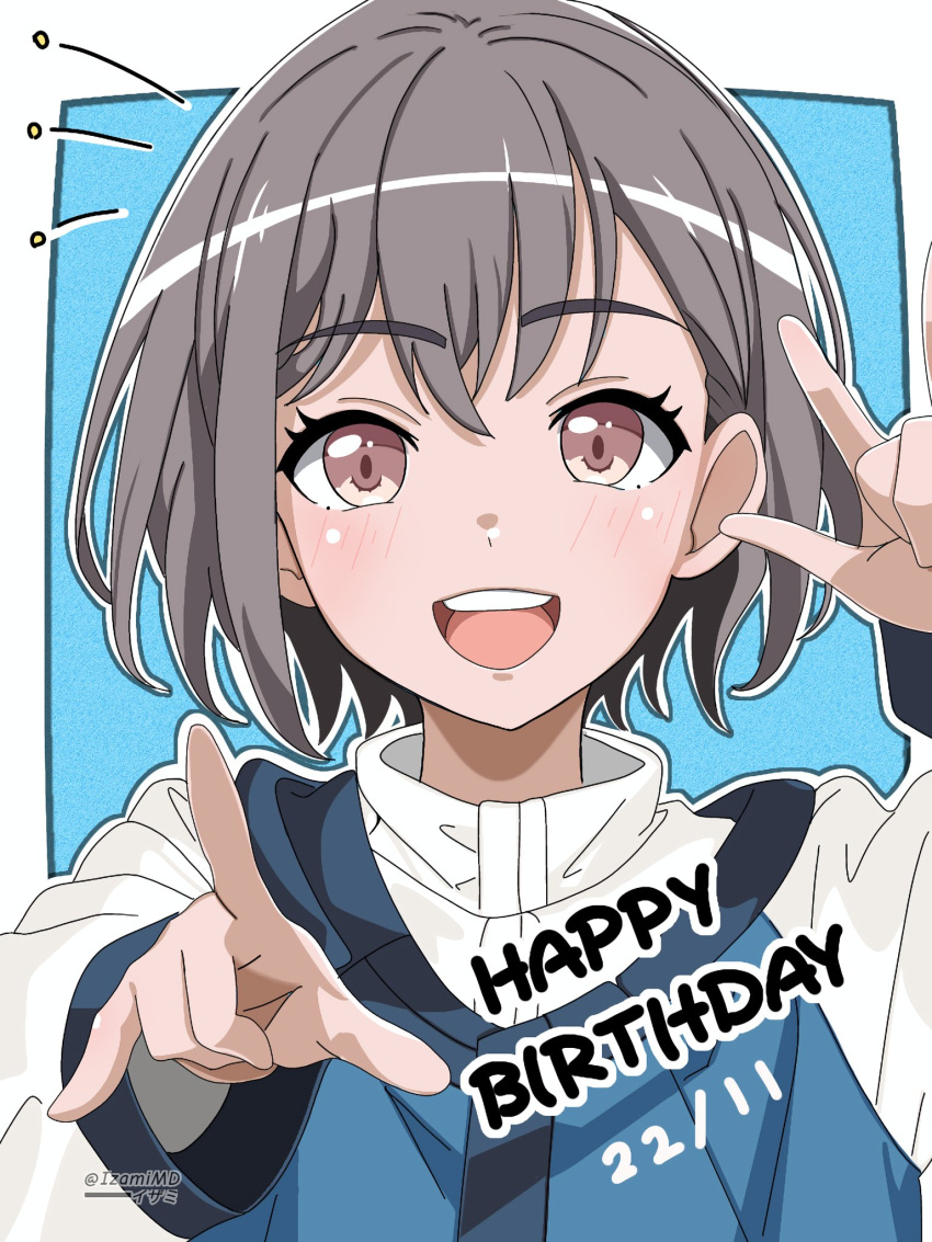 1girl, artist_name, bang_dream!, bang_dream!_it's_mygo!!!!!, blue_background, blush, border, commentary