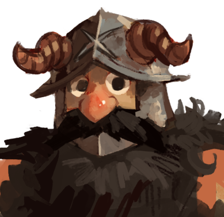 1boy, black_hair, dungeon_meshi, dwarf, expressionless, fake_horns, helmet, horned_helmet