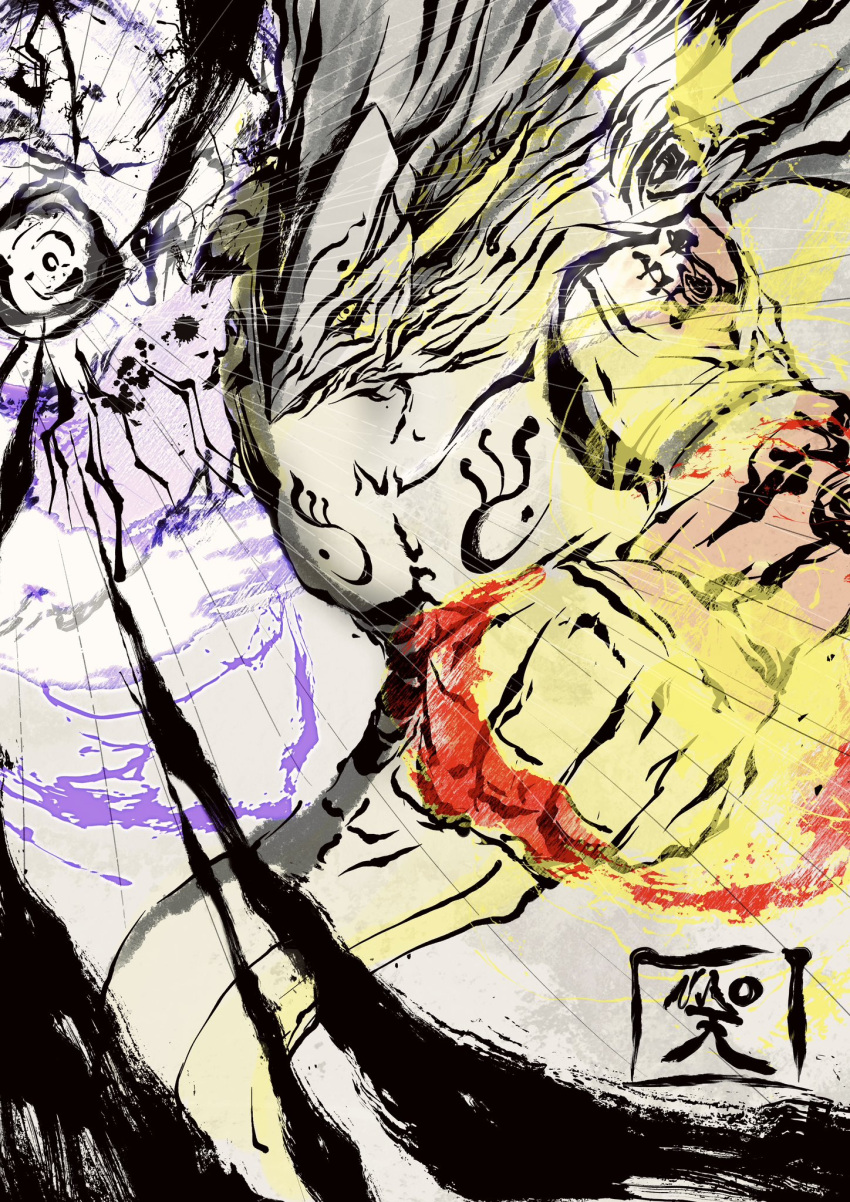 beard, blue_fire, chinese_zodiac, clenched_hand, digimon, digimon_(creature), dragon, facial_hair