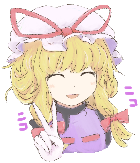 1girl, :d, ^_^, blonde_hair, bow, closed_eyes, commentary_request, hair_bow