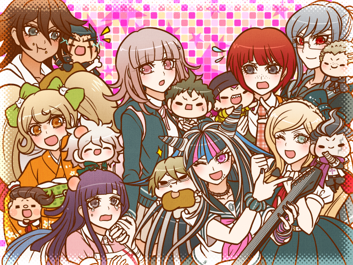 6+boys, 6+girls, :t, apron, arm_warmers, backpack, bag, bandaged_arm