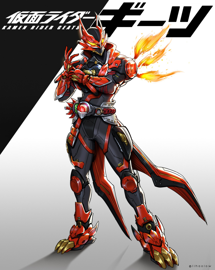 1boy, absurdres, armor, black_bodysuit, bodysuit, boost_mark_ii_buckle, claws, commentary