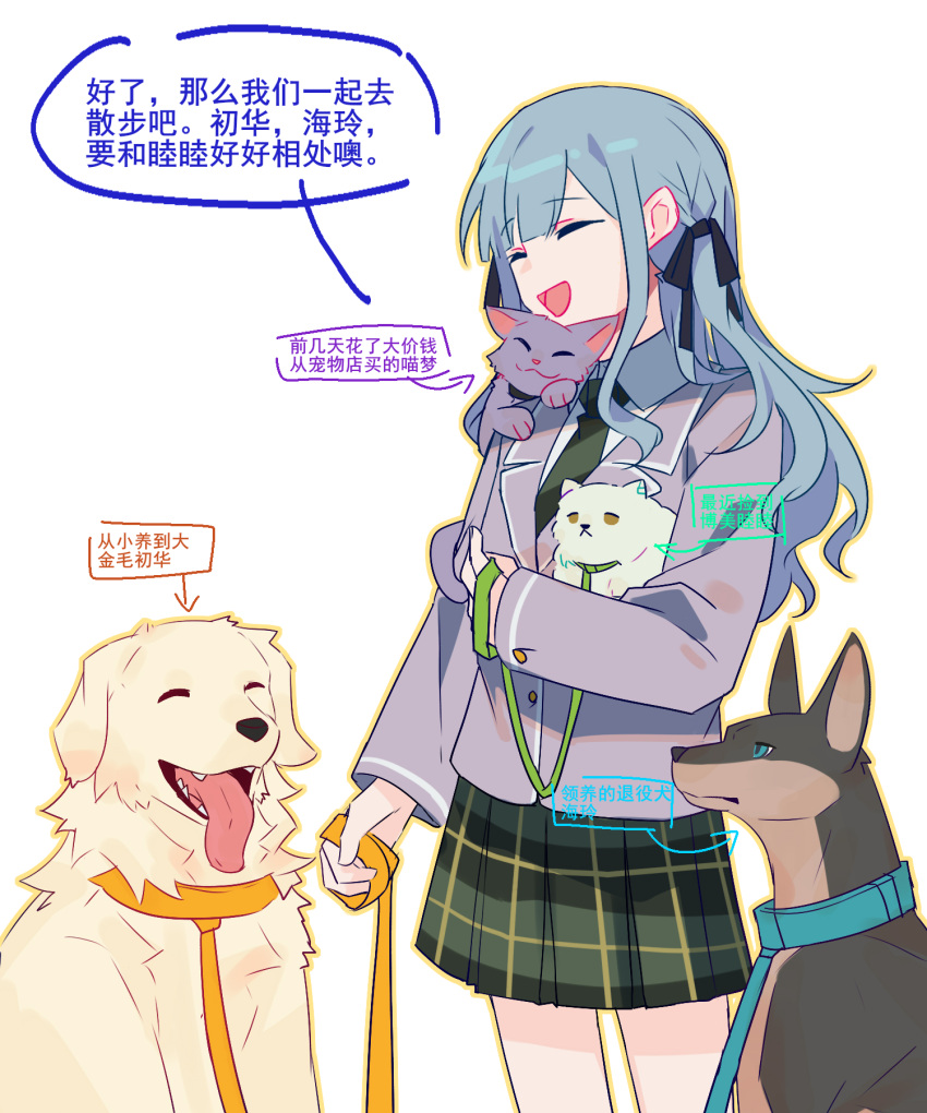 1girl, animalization, ave_mujica_(bang_dream!), bang_dream!, bang_dream!_it's_mygo!!!!!, black_ribbon, blue_hair, cat
