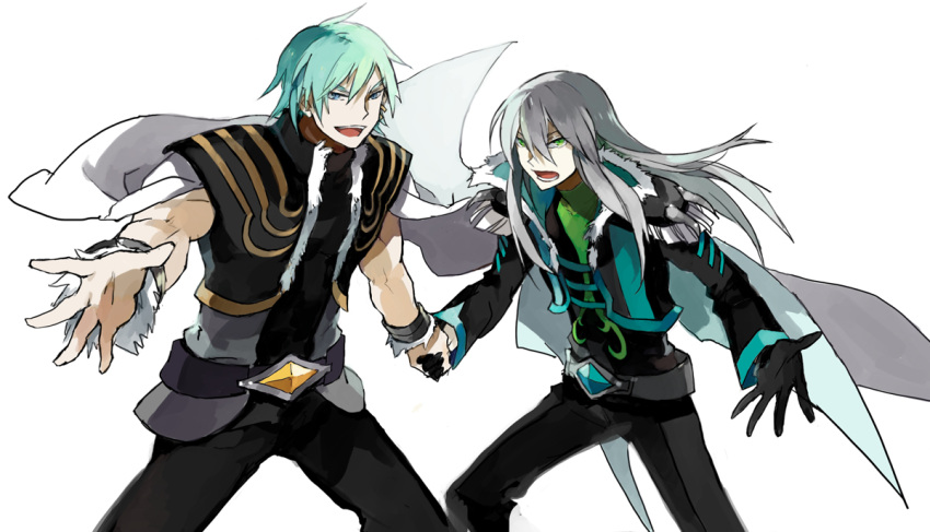 arms_outstretched, blue_hair, character_request, fresh_precure!, long_hair, male, minami_shun, multiple_boys