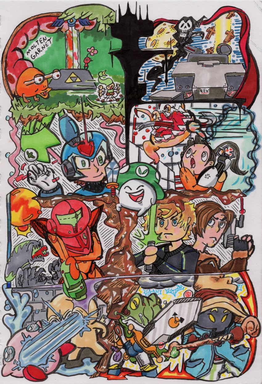 absurdres, chell_(portal), empress_bulblax, headcrab, highres, kirby, leon_s._kennedy, luke_skywalker