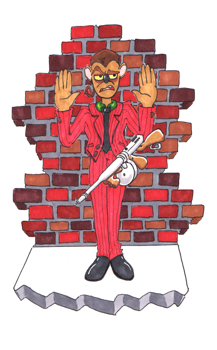 absurdres, brick_wall, collared_shirt, crash_bandicoot_(series), crash_team_racing, cuff_links, furry, gangster