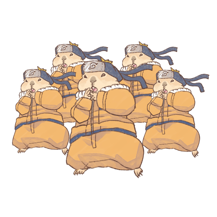 animal_focus, clone, cosplay, headband, jacket, kuji-in, naruto, naruto_(series), orange_jacket, orange_pants, pants, prairie_dog, py0wwk, simple_background, uzumaki_naruto, uzumaki_naruto_(cosplay), white_background