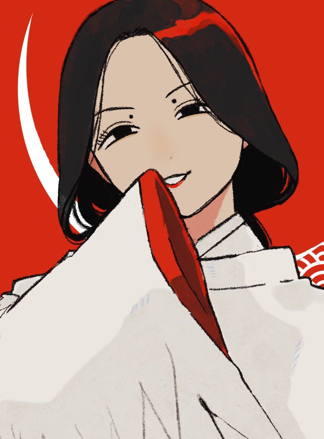 1girl, black_eyes, black_hair, commentary, hacci_kari, japanese_clothes, kimono, looking_afar